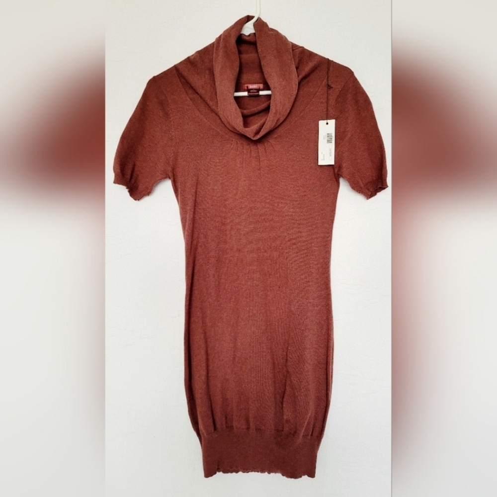 Revolve Bobi Women 100% Cotton Sweater Dress Short Sleeve Rustic /Terracotta Sm